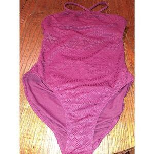 Medium 8/10 Time and Tru Burgandy Lace One Piece Swimsuit Bathing Suit Swimwear